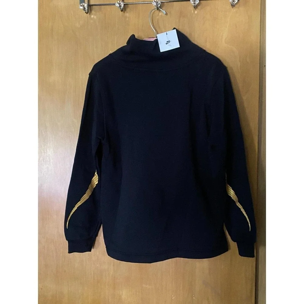 Big Girl Funnel Neck Sweatshirt by Nike Black Gold Size Large New With Tags